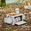 Caja de Camping Exterior Super Gran Capacidad Caja de Almacenamiento Plegable Caja con Carrito Móvil Caja de Mesa Mesa de Camping Plegable Elevable Tres en Uno