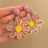 Pendientes Adecuados para el Verano, Estilo de Resort Costero, Pendientes de Flor de Margarita, Pendientes de Verano Exagerados de Gama Alta, Estilo de Hada para Mujer