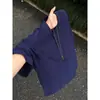 Camiseta de Punto para Hombre Verano Diseño de Malla Hueca Transpirable Manga Corta Cuello Henry Estilo Americano Ajuste Limpio Media Manga
