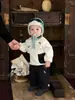 Conjunto Estiloso para Bebê Menino de Início de Primavera, Moletom Fino de Lã Estilo Coreano para Bebês de Primavera e Outono, Calça Casual Versátil para Crianças Pequenas