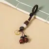 Chaveiro de Carro Pingente Flor de Ameixeira Madeira de Pêssego Cordão Semi-Acabado Tecido à Mão Fivela Viva Acessórios Argola Aberta Pregos de Chifre