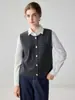 Roupa para o Trabalho: Colete 100% Caxemira para Mulheres, Sem Mangas, Cardigã com Fivela de Metal, Tricô Slim para Camadas