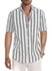 Exportación Transfronteriza Estación Independiente de Amazon Camisa Casual Suelta de Manga Corta con Cuello Estampado Digital 3D para Hombre