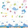 Pescado de Océano Delfín Piscina Baño Dibujos Animados Calcomanías de Altura Habitación Infantil Habitación de Alquiler Renovación Decoración Calcomanías de Pared Autoadhesivas
