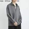Camisa Negra de Hielo de Seda Holgada para Hombre, de Manga Larga, Primavera y Otoño, Elegante Camisa Básica Casual Dk para Hombre, Camisa Blanca para Hombre