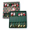 Conjunto de Colher e Garfo de Natal Transfronteiriço Boneco de Desenho Animado Aço Inoxidável Papai Noel Criativo Garfo de Frutas Conjunto de Presente