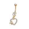 Piercing de ombligo de acero inoxidable 316L europeo y americano transfronterizo con circón dorado, colgante con gota de aceite