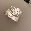Anillo de Brazo Abierto con Diseño de Flor de Serpiente Hueca Transfronterizo Europeo y Americano Pulsera de Tendencia de Moda Pulsera Exagerada de Gama Alta para Mujeres