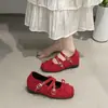 Versión de cuero suave~ Zapatos planos vintage que aumentan la altura para mujer, nuevo estilo de verano, adecuados para combinar con faldas, zapatos Mary Jane de cuero estilo ballet