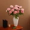 Flor de Peonía Artificial de un Solo Tallo con 4 Cabezas, Más Vendida Transfronteriza, Adorno para Decoración de Bodas y Hogar, Nuevo Modelo de Peonía Artificial en Amazon