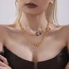Azúcar Europeo y Americano Japonés Hebilla Leopardo Collar Largo Cadena de Lana Otoño e Invierno Venta Caliente Acero Inoxidable Collar Joyería Al Por Mayor
