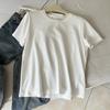 Camiseta Botão Manga Curta Macia e Amiga da Pele Tendência para Mulheres, Novo Estilo Outono, Top Camisa Base Interna Escovada