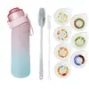 Garrafa de água esportiva para atividades ao ar livre de 650ML com fragrância, material Tritan, disponível em múltiplos sabores de frutas, vem com uma escova para copos e está em estoque