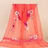 Novo Lenço Bordado Estilo Coreano Dupla Camada Beleza Gaze Lenço Feminino Renda Emendada Rosa Borboleta Fabricante Comércio Exterior