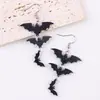 Nuevos Adornos de Halloween Personalidad Peculiar Geométrico Murciélago Pendientes Acrílicos Sentido del Diseño Exagerado Pendientes Largos Adornos para Orejas
