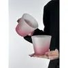 Estilo Ins Nicho Gradiente Rosa Retro Patrón Martillado Vidrio Taza para Café Helado Desayuno Taza de Leche Taza de Alto Valor