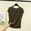 Camiseta sem mangas para mulheres, top de verão, roupas femininas estilo coreano, nova blusa base justa que afina, top estiloso e versátil com decote V, moderno