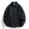Camisa de Trabajo de Algodón Puro para Hombre Manga Larga Primavera Otoño Holgada Estilo Japonés Doble Bolsillo Camisa Lavada Chaqueta Casual para Hombre