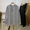 Camiseta de maternidade feminina outono e inverno 2023, estilo ocidental, simples, atmosférica, básica, gola redonda, manga comprida, camiseta de algodão puro, camisa básica feminina