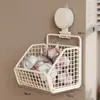 Estante de almacenamiento para cocina para cebolletas, jengibre y ajo, diseño de ventosa para montar en la pared, organizador multifuncional para frutas y verduras, cesta de almacenamiento para especias domésticas