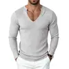 Suéter Casual de Punto Acanalado de Cuello en V Profundo para Hombre 2026 Color Sólido Ajuste Muscular Delgado