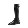 Alarga visualmente las piernas, todo piel genuina, hebilla pequeña, botas de montar, Otoño/Invierno 2026, tacón grueso, tacón medio, punta redonda, piel genuina, botas altas largas, para mujer