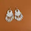 Pendientes Étnicos Vintage con Borlas Estilo Largo Pendientes Miao de Plata Pendientes Étnicos Miao de Yunnan de Pavo Real y Fénix para Mujer