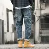 Moda Outono e Inverno Marca da Moda Jeans Patchwork Masculino Estilo Coreano Moda Solto Plus Size Retrô Harlan Calça Reta