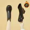 Botines de tacón medio con forro de felpa para mujer, nueva colección otoño/invierno 2026, estilo de bota individual, botines ajustados con forro de felpa estilo francés, tacón grueso, botas estilo Martin para mujer
