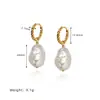 Aretes de Aro Retorcido de Perla de Vidrio Barroca Irregular Estilo Francés Europeo y Americano Acero de Titanio ED277