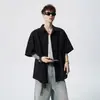 Camisa Masculina de Manga Curta de Seda Gelo Fina para o Verão, Anti-Rugas, com Caimento Fluido, Amiga da Pele, Casual de Corte Amplo