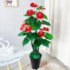 Hongyun Dangtou árvore falsa árvore palma vermelha flor artificial em vaso plástico verde flor decorativa sala de estar bonsai planta verde