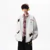 Sudadera Cardigan Perezosa con Bordado Divertido Estilo Americano para Hombre, Chaqueta de Béisbol Suelta de Felpa Gruesa de Invierno, Tendencia para Parejas