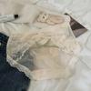 Ropa interior de encaje con costuras puras para mujer, calzones huecos de cintura baja, entrepierna de algodón, nuevo 2025
