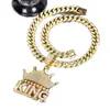 TEMU Cadena Colgante Hip Hop Popular Corona de Diamantes Letra Rey Cadena Cubana de Aleación En Stock Venta al por Mayor
