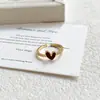Anillo Minimalista Asimétrico con Forma de Corazón y Gota de Aceite con Incrustaciones de Circonita, Anillo Abierto Personalizado para el Dedo Índice