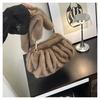 Bolso de Nube Plegable Portátil de Diseño de Nicho para Mujer Otoño e Invierno 2025 Nuevo Felpa Bosque Lindo Simple Bolso de Hombro Cruzado