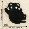 Adesivos Bordados Autoadesivos Estilo Coreano Gato Preto de Olhos Azuis Fofos para Bolsas, Adesivos Decorativos Macios e Fofos, Adesivos Patch, Adesivos de Tecido DIY