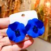 Brincos de Flor Azul Exagerados de Alta Qualidade Luxo Leve Tridimensional Design Único de Brincos Moda Versátil Brincos Distintos