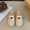 Pantuflas de Malla Tejida Huecas de Suela Gruesa 2026 Verano Nuevas Casuales de Suela Suave Versátiles Slip-On de Punta Cerrada Medias Mulas