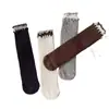 Meias de princesa para outono e inverno com blocos de cor de renda, meias empilhadas infantis com babados de bolo de camada dupla, meias infantis de cano médio
