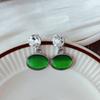 Pendientes de ojo de gato de estilo europeo y americano con aguja de plata 925 de Corea del Sur, sencillos, de estilo socialité, redondos y geométricos, con diseño de viento frío.