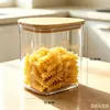 Frasco hermético con tapa de bambú, caja de almacenamiento a prueba de humedad para cocina, frasco transparente, recipiente para granos, contenedor de almacenamiento, frasco transfronterizo para té y dulces
