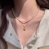 Collar de Perlas de Vidrio Apiladas de Doble Capa, Moderno y Elegante, Colgante de Perla de Agua Dulce Tipo Guisante de Moda, Gargantilla de Cadena de Alta Gama