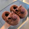 Chinelos de Inverno de Algodão para Crianças Capivara para Meninos e Meninas Quentes com Pelúcia Extra Antiderrapantes Sola Grossa Calçados de Algodão para Casa Pai-Filho Crianças