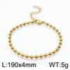 Pulseira feminina de aço titânio transfronteiriça simples estilo europeu e americano com contas redondas ocas douradas simples, pulseira multi-tamanho