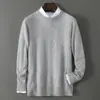 Suéter de Lã com Gola Redonda Novo Outono/Inverno Masculino Solto Cor Lisa Quente Malha Geométrica Camisa Básica Suéter Pulôver Casual