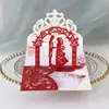 Encaje de Boda Agujero Pequeño Láser Estéreo Tarjeta de Saludo para Puerta de Boda Invitación de Boda Papel con Purpurina Plata Invitación de Compromiso En Stock