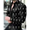 Camisa casual de manga larga estampada para hombre, camisa para hombre transfronteriza, nueva camisa casual de manga larga con estampado y cuello camisero