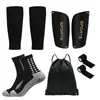 TEMU Juego de Cinco Piezas Calcetines Deportivos de Fondo Gris Calcetines de Fútbol de Tubo Medio Calcetines Antideslizantes con Dispensación de Pegamento Venda Protectora para Piernas Bolsa con Cordón